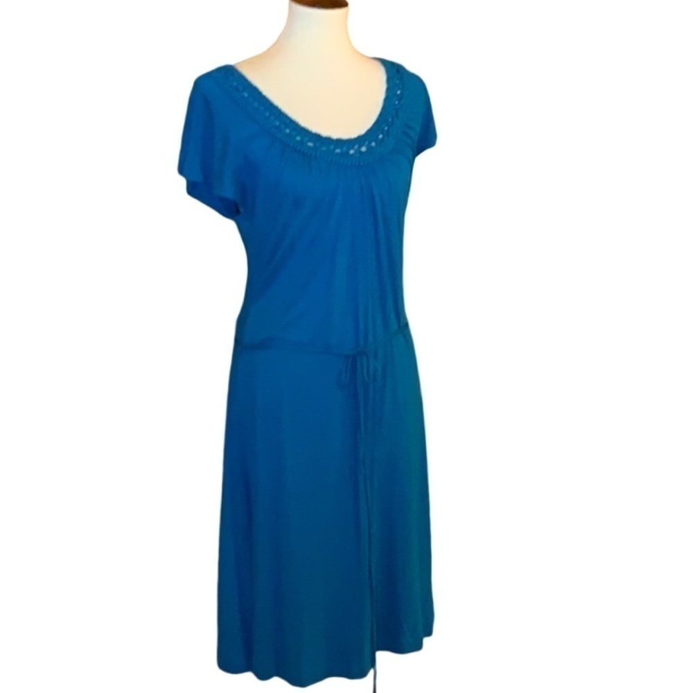 Banana Republic teal blue dress with crochet trim Size medium